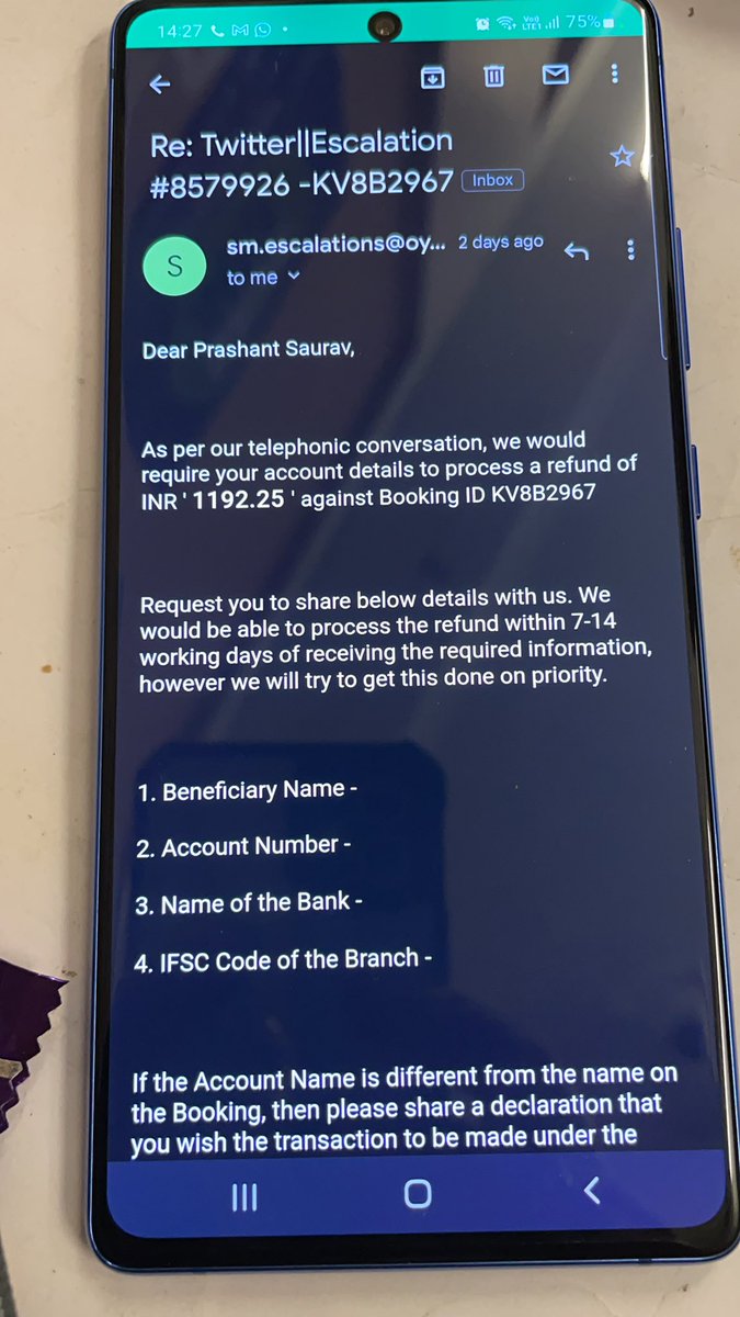 nsalita's tweet photo. Which #telephonic #Conversation #amount was 4769 & which calculation lead 1192.25 ? #oyo needs to #attend #Kindergarten @BangaloreTimes1 @BangaloreMirror #Bangalore #refundourmoney #traumatized #boycottoyo #CustomerServiceJobs #customersatisfaction #mobilecall #wastemanagement https://t.co/5Sw6zUZ8Gi