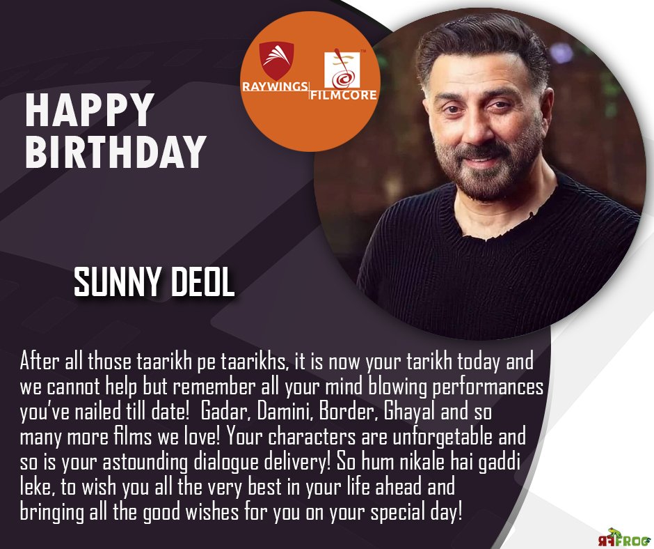 RFilmcore's tweet photo. Wishing Bollywood’s Hunk #SunnyDeol a very Happy Birthday
#raywingsfilmcore #HappyBirthday #bollywoodactors #actorsofbollywood #bestofbollywood #bollywoodactor  #lifeofactors #actinglife #bollywoodacting #bestactors #bollywoodmovies #bollywoodlife #bollywoodstyle #bestewishes https://t.co/YgcLY23192