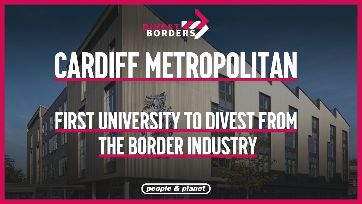 .<a href="/peopleandplanet/">People & Planet</a> has recognised us as the 1st UK university to align investment practices with immigration justice.

Our Ethical Investment Policy states that Cardiff Met will never invest in the border industry.

bit.ly/3gneR8o