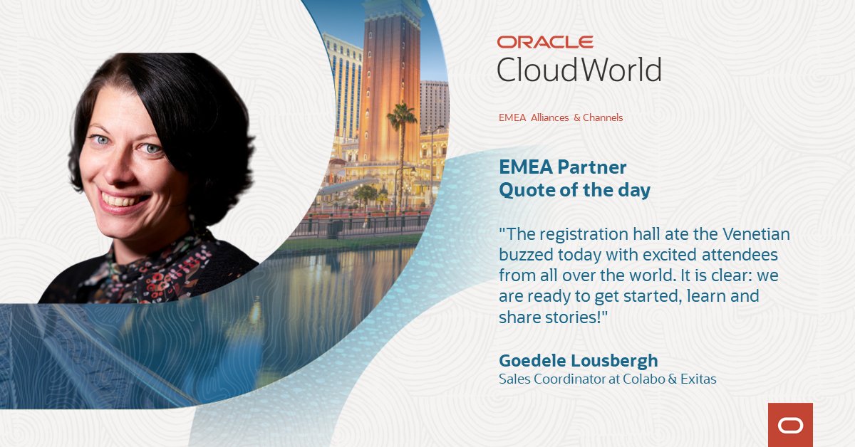 What is the main takeaway from the first day of our partners at @CloudWorld ?
Here is what Goedele Lousbergh from Colabo &amp; <a href="/Exitas_BE/">Exitas</a> is saying at #CloudWorld
#emeapartners #innovation