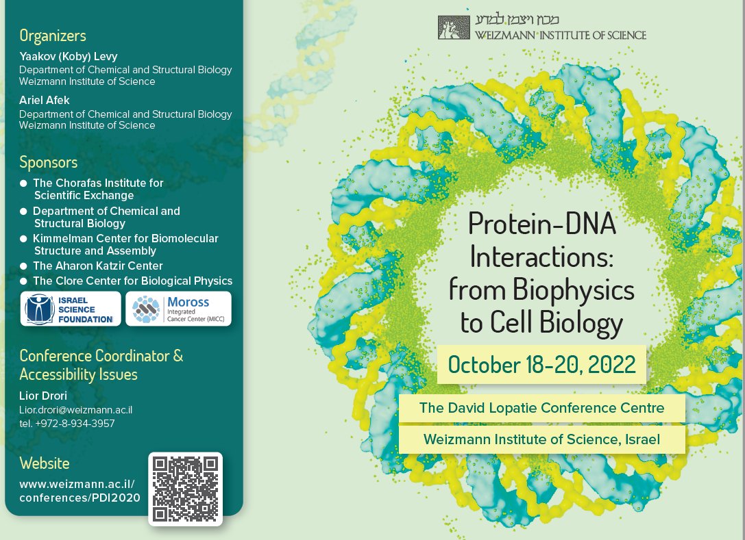 TeifLab's tweet photo. I am at the Protein-DNA interactions conference in 
@WeizmannScience. It's a major event in #TFbinding, organised by Koby Levy and 
@Afek7Afek. Great talks and chats! Not going to Tweet a lot, just enjoying science (first in-person conference since 2020) https://t.co/cE5zIiAzvc https://t.co/8M2Hdxb2Tx