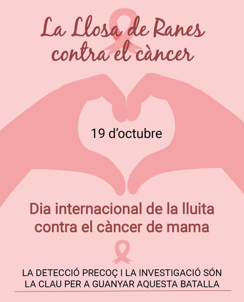 ➡️ La Llosa de Ranes se suma a la commemoració del Dia Internacional de la Lluita contra el Càncer de Mama, que se celebra hui. Amb aquest dia es pretén sensibilitzar a les dones, sobre la importància de realitzar-se un examen de mames regularment.