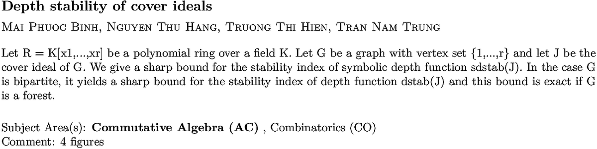 math.AC Commutative Algebra arXiv submissions tweet media