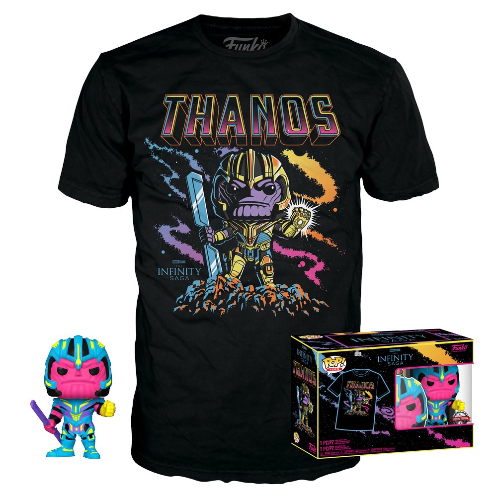 funkofinderz's tweet image. Sneak peek at Blacklight Thanos Pop! Marvel: Funko POP! &amp;amp; Tee Bundle. Coming soon!