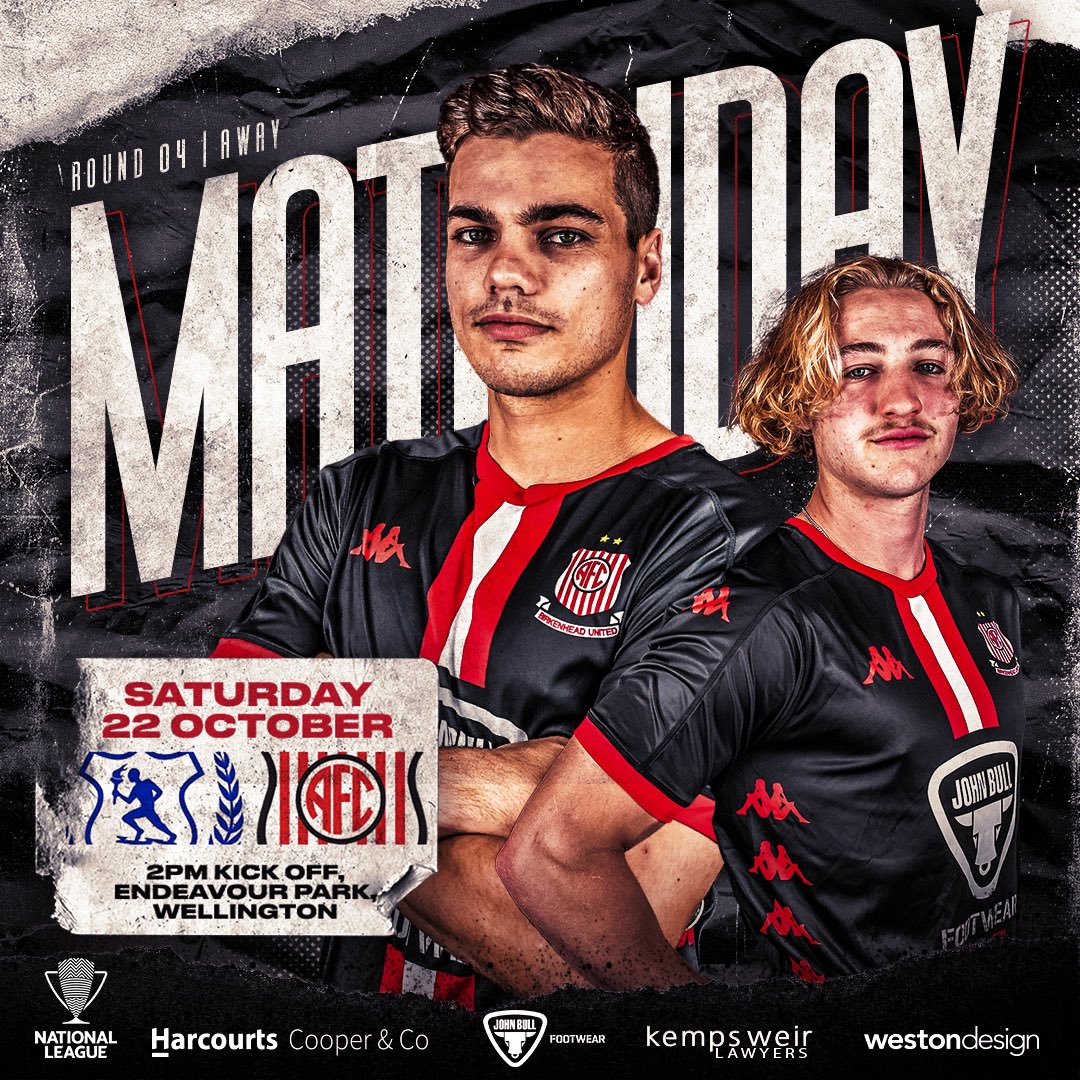 BUAFC_NZ's tweet photo. This weekend we head on down the line to take on @WgtnOlympic in a massive game to keep our position on the top of the table. 

Game will be streamed on @NZ_Football YouTube 

🔴⚪️🔴⚪️

#NZNationalLeague

@WestonDesignNZ 
@HarcourtsCandC 
John Bull Footwear
Kemps Weir Lawyers https://t.co/06gIpAVdco