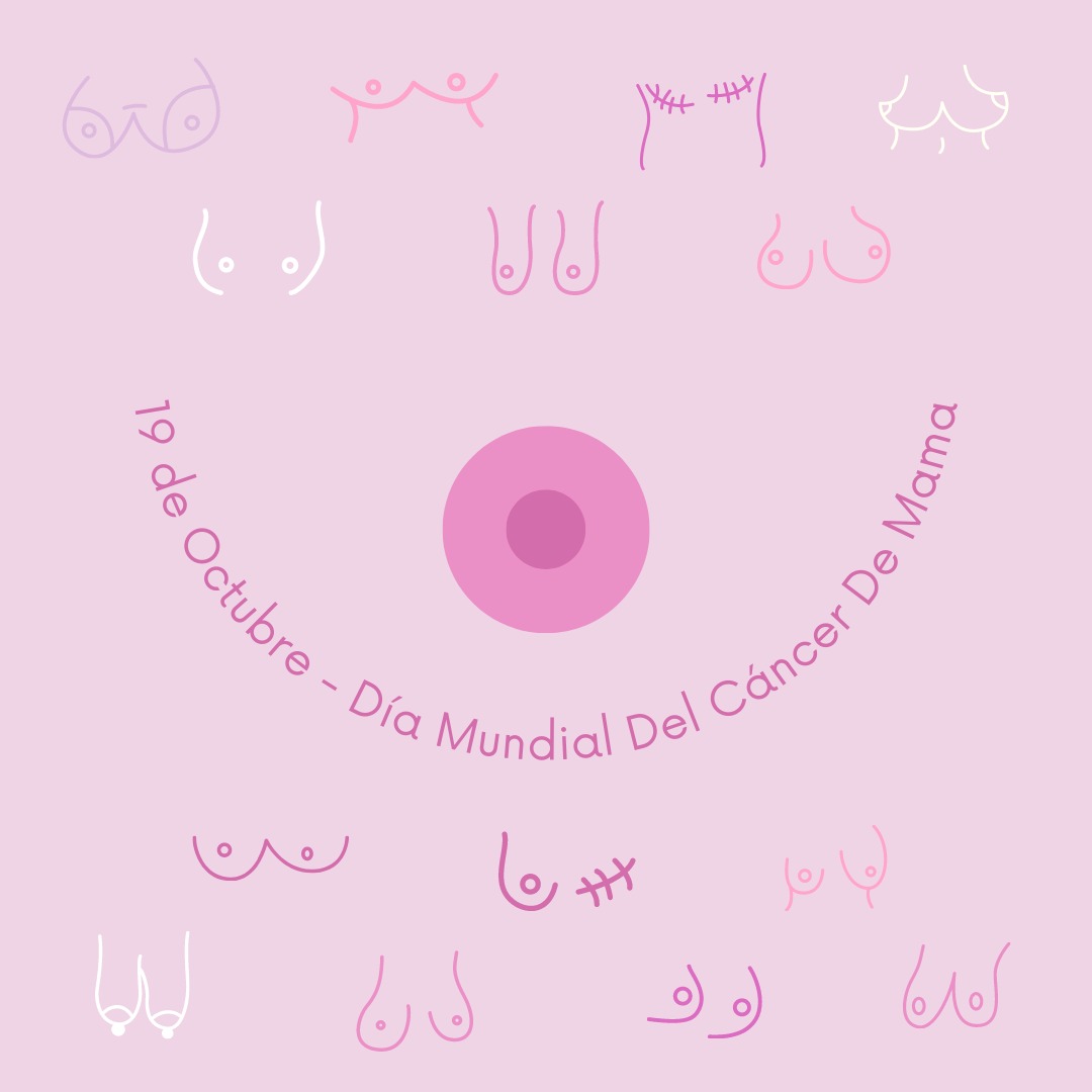 19 de octubre .  Día Mundial Contra el Cáncer de Mama nos recuerda el compromiso de todos en la lucha contra el cáncer de mama. Es el tumor más frecuente en las mujeres y se calcula que a lo largo de su vida 1 de cada 8 mujeres tendrán cáncer de mama.
#DiaMundialDelCancerDeMama