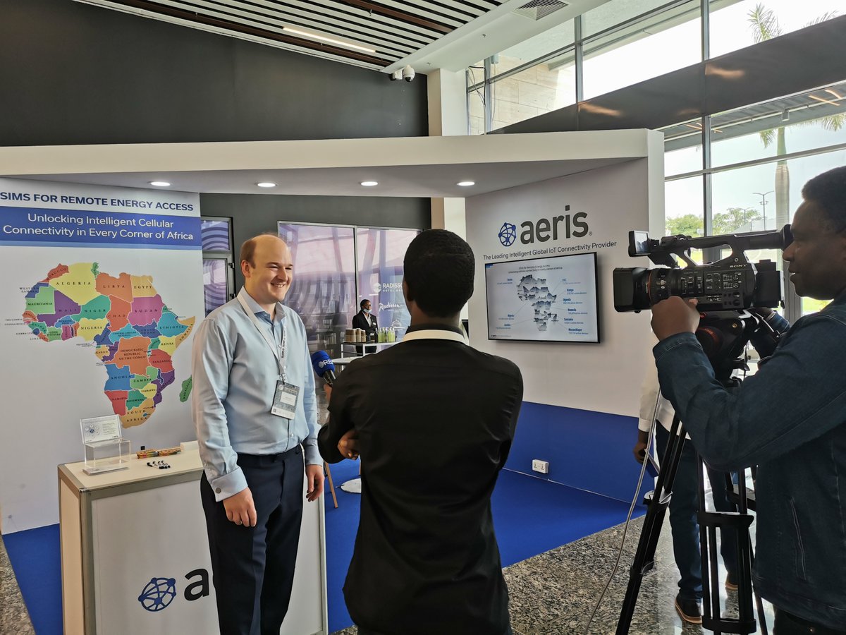 Aeris’ Phil Scott enjoyed meeting up with the media at GOGLA to discuss Aeris &amp; some of the latest trends in this space. Read Aeris' latest blog to learn more about how IoT can directly contribute to achieving targets in the United Nations’ 17 SDGs. bit.ly/3T7S4ff #SDG