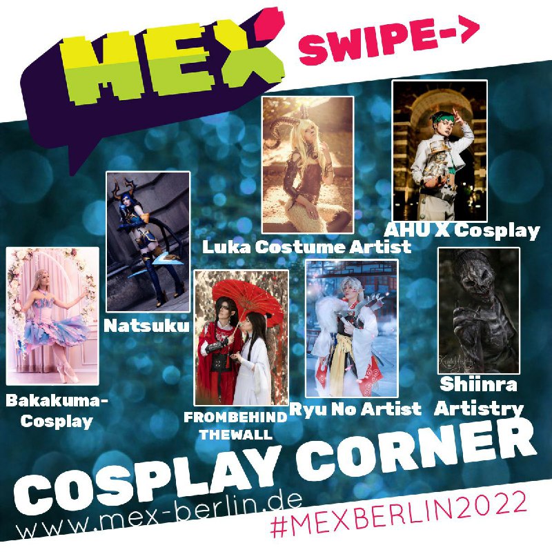 MEXBerlin's tweet photo. Was strahlt denn da mit Glanz und Glimmer? Die Cosplay Corner!
Mit sehr talentierten Künstlern:
@natsukuxchocolate
@frombehindthewall
@bakakuma_cosplay
@aheue
@luka_costume_artist
@ryu_no_artist
@shiinra_artistry
_____
#cosplaycorner #mexberlin #mex22 #mexberlin2022 https://t.co/FNsD0vi9Ao