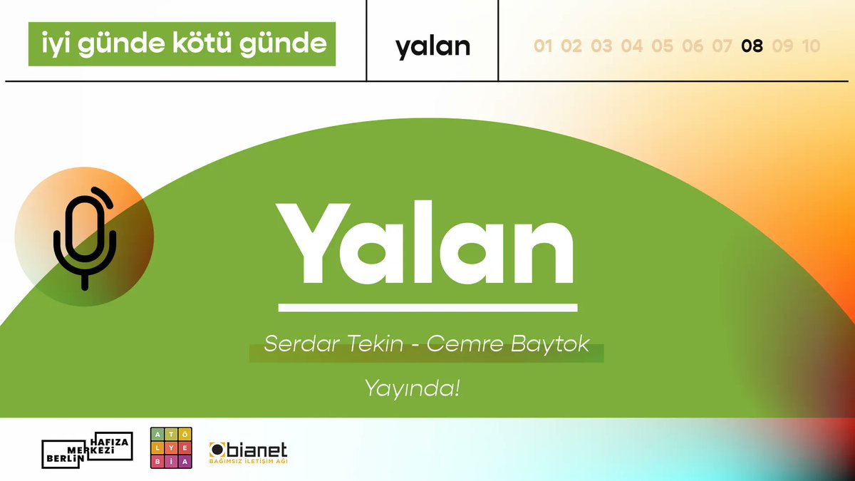 🎙️ İyi Günde Kötü Günde (<a href="/iyikotugunde/">İyi Günde Kötü Günde</a>) "Yalan" bölümü yayında! 

👁‍🗨Cinsiyet Eşitliği Politikaları Derneği'nden Cemre Baytok ve siyaset bilimci Serdar Tekin, yalanın otoriter rejimlerdeki ve kadınların hayatındaki yerini tartışıyor 

bit.ly/3EQxxrE