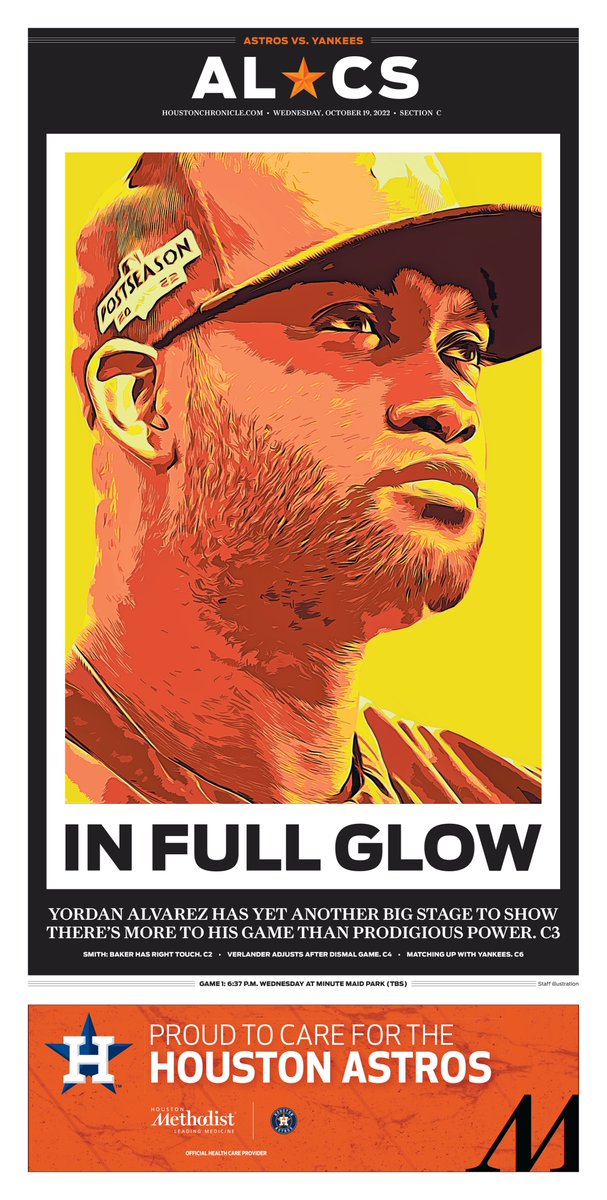 Cover of Wednesday's <a href="/HoustonChron/">Houston Chronicle</a> #Astros vs. Yankees #ALCS preview