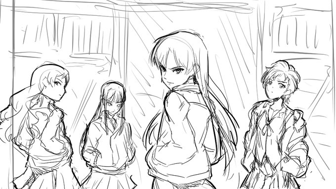 お昼楽描き
つっぱれに居たらこんなんかな妄想シリーズ
1匹狼たちが群れる展開とかそんなんになりそう的な 
