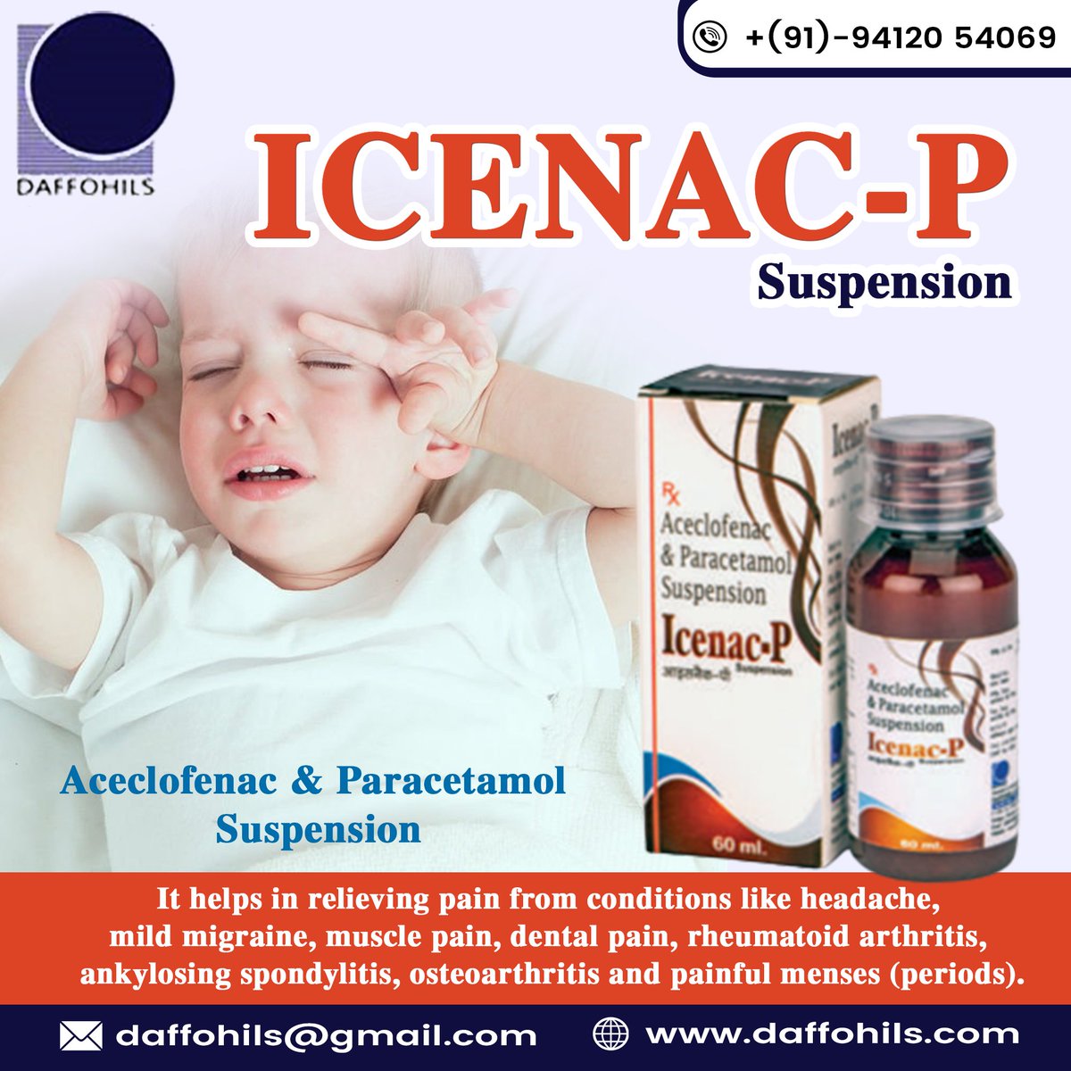 DaffohilsL's tweet photo. #Aceclofenac and #Paracetamol is a combination of two medicines: Aceclofenac and Paracetamol. These medicines work by blocking the action of chemical messengers responsible for pain, fever and inflammation (redness and swelling).
https://t.co/ocUokxhUId

#Paracetamol #tablet https://t.co/AsbMuYfQTX