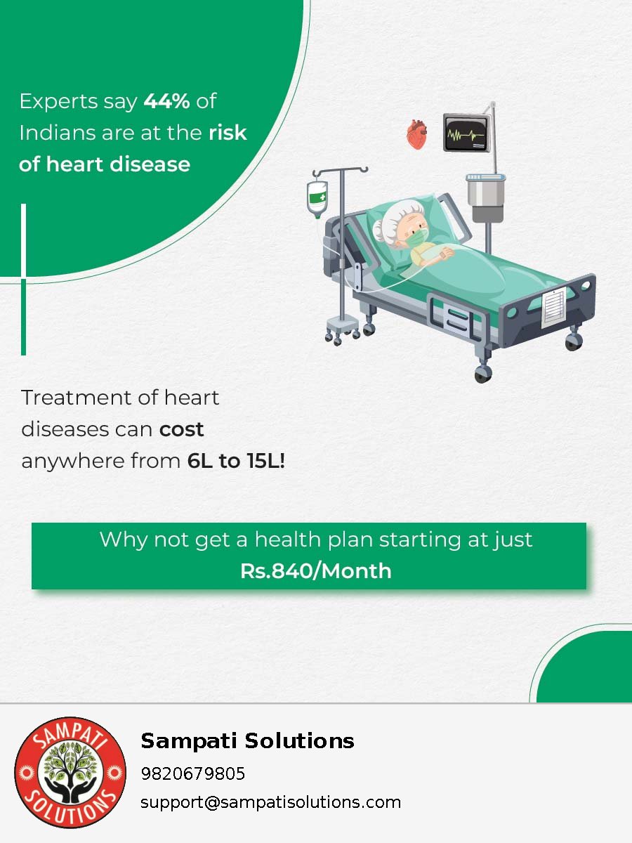 SampatiSolution's tweet photo. #experts say #44% of #indians are at the #risk of #heart #disease
#treatment of #heart #diseases can #cost #anywhere from 6L to 15L!
#why not get #health #plan.
#sampati #solutions https://t.co/6iDPmlOwT7