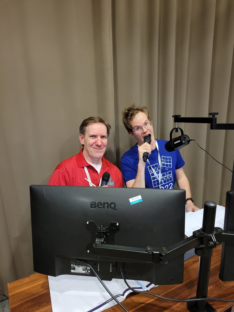 Standuptweets's tweet photo. And what's next for a retired puzzler is a move into the booth.  Asked to join up with former UK champion Tom Collyer to provide commentary for the finals. https://t.co/GKmtunXG15