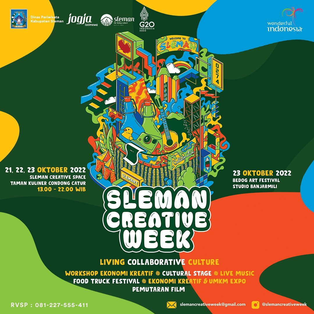 kota_jogja's tweet photo. SLEMAN CREATIVE WEEK
๐ 21-23 Oktober 2022
๐Sleman Creative Space, Taman Kuliner Condong Catur
Yuk reservasi sekarang di 0812 2755 5411
Free
Nb: kuota terbatas
Source @slemancreativeweek
#kotajogja #kotajogjacom #SlemanCreativeWeek2021 #SlemanCreativeWeek #Sleman https://t.co/QUTnxSnfUQ