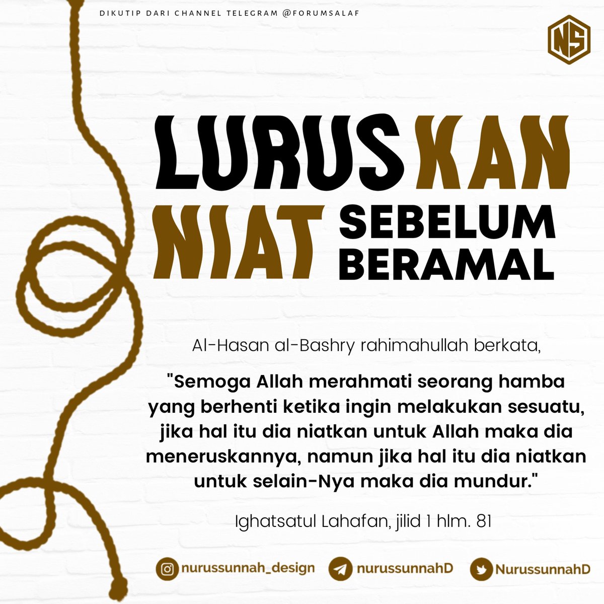 Nurussunnahfwd's tweet photo. Luruskan niat sebelum beramal
.
.
#luruskanniat #lurus #niat #perbuatan #kebaikan #beramal #amalshalih #ibadah #rahmat https://t.co/iUYU7U5IMi