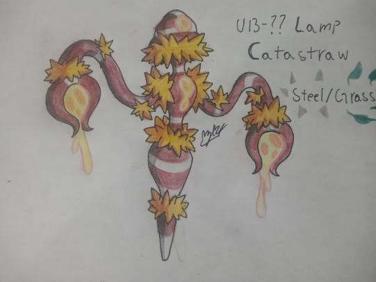 DeepZekrom's tweet photo. #BeastMonth Day 18, Lure! UB-?? Lamp aka Catastraw the Flammable Pokemon, a Steel Grass type based on Miners, Oil Lamps and Scarecrows #fakemon #fakemonartist #ultrabeast #artchallenge https://t.co/tBSAaVzyBh