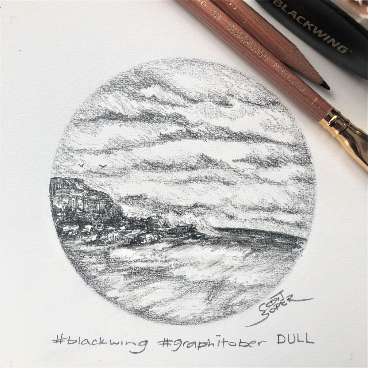 catdezign's tweet photo. Catching up gah!!! Day 12 - DULL @Blackwing
#graphitober challenge, drawn with Blackwing Natural pencil. Drawn on Fabriano Accademia Schizzi paper. Love #blackwing pencils! https://t.co/k0r0SOPaOQ