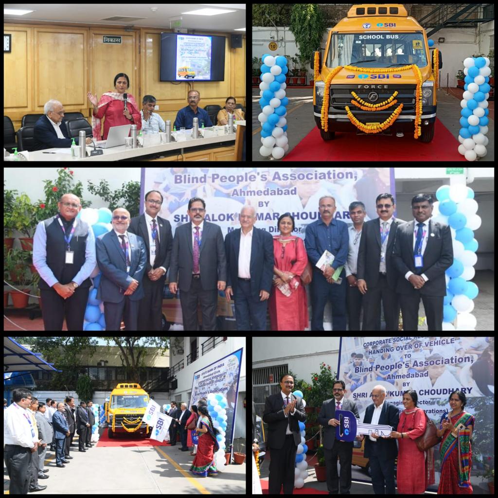 CGMSBIGnr's tweet photo. Being the Bank of Choice for transforming India, SBI Ahmedabad organised CSR activity on 18.10.2022.Managing Director (Retail Business &amp; Operation) Shri Alok Kumar Choudhary, handed over a 25-seater school van to Blind People’s Association for  (1/2) 
@TheOfficialSBI https://t.co/yy7u95VwGB