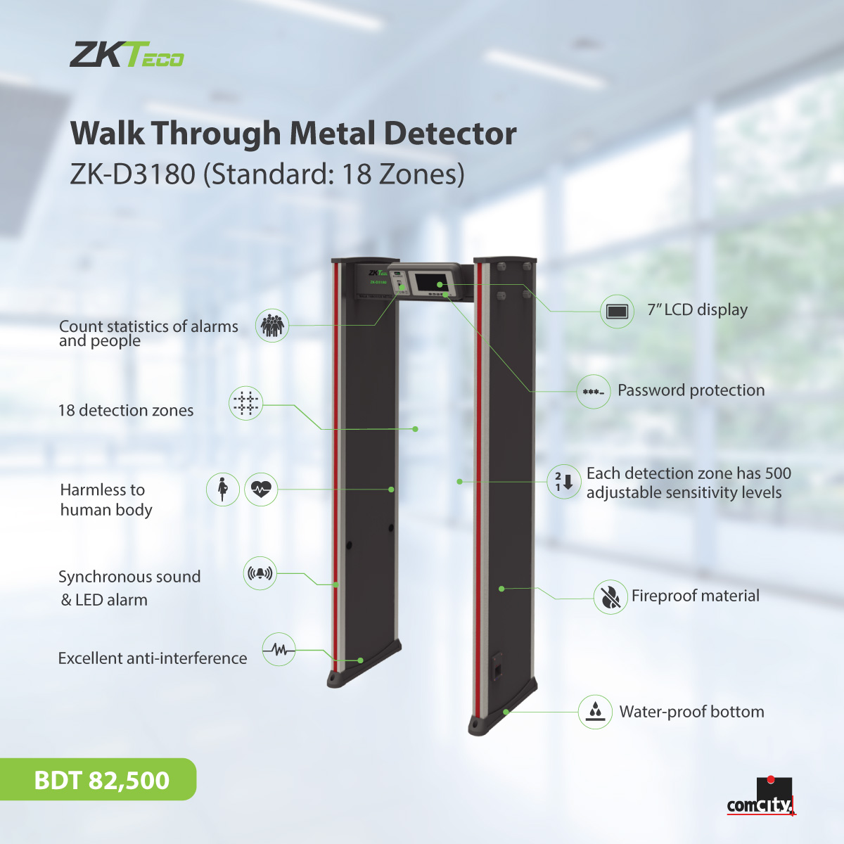 cctlbd's tweet photo. ✅ ZKTeco ZK-D3180 Walk Through 18 zones Metal Detector

▶▶ Walk Through Metal Detector 18 detection zones 500 sensitivity levels 7’’ LCD display 

📞 Call : 01938 858806

Learn More : https://t.co/UBwwC4NTUb https://t.co/negN9NzVtt