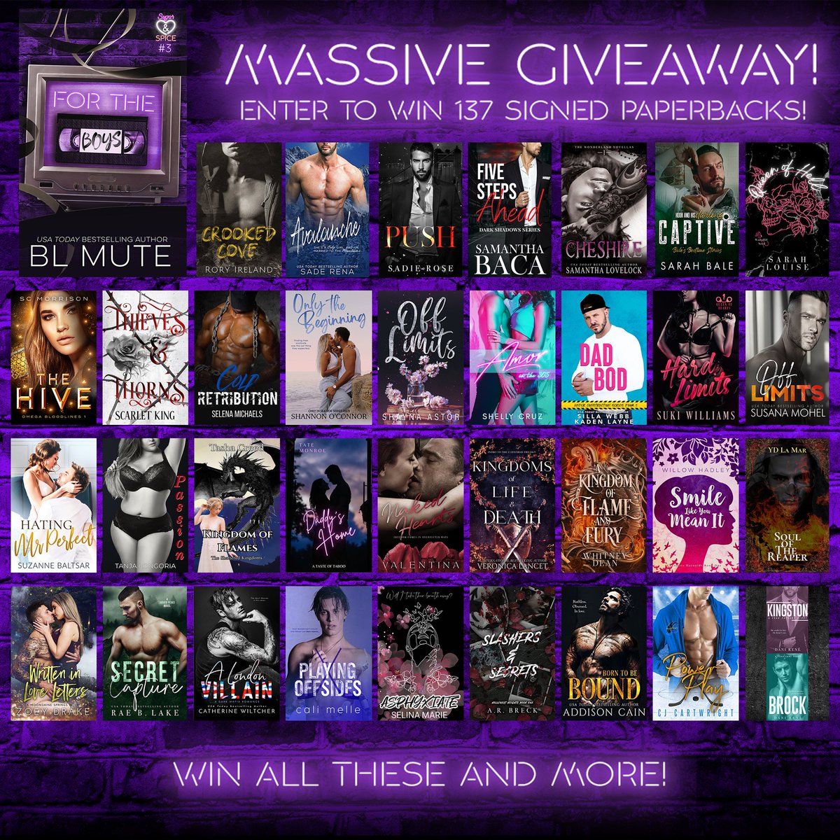 Come celebrate the release of BL Mute's For The Boys by entering for a chance to win 137 signed books!
𝗘𝗻𝘁𝗲𝗿 𝗳𝗼𝗿 𝗮 𝗰𝗵𝗮𝗻𝗰𝗲 𝘁𝗼 𝘄𝗶𝗻 𝗵𝗲𝗿𝗲 → bit.ly/FTBgiveaway
𝗖𝗵𝗲𝗰𝗸 𝗼𝘂𝘁 𝗙𝗼𝗿 𝗧𝗵𝗲 𝗕𝗼𝘆𝘀 → books2read.com/fortheboys
#fortheboysgiveaway