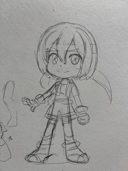 SDキャラ模索中。
まだ絵柄が確立していない感じ。
あと脚の形。内股だとガーリッシュでかわいい絵になるけど、ガニ股にするとかわいいの落とし所が迷子になってしまう。
むかし流行ってたピンキーストリートにちょっと似てるな… 