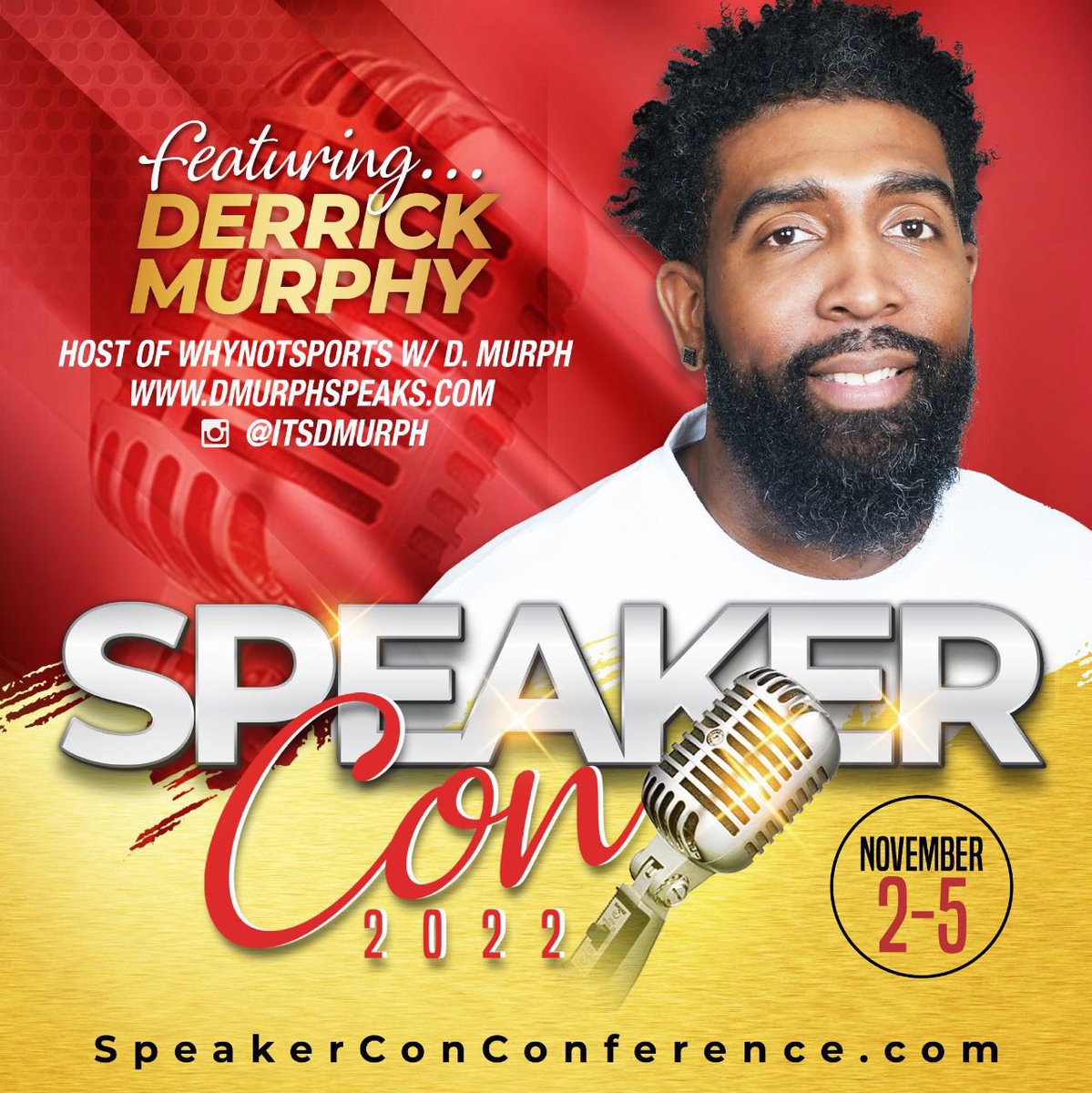 ItsDMurph's tweet photo. Excited to be part of the great lineup of speakers hosted by the great Dr. @CherylEmpowers! DC, I’m on my way! #itsdmurph #whynotsports #flagrant2pod #SpeakerCon2022 #SpeakerCon #morethananathlete https://t.co/h9OMks9MqW