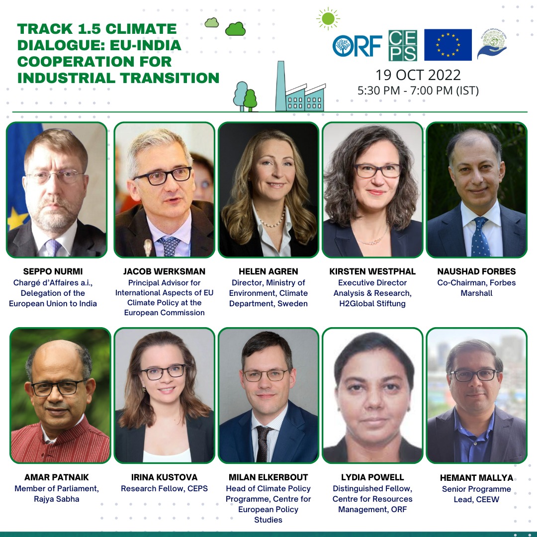 ORF (@orfonline) on Twitter photo .<a href="/orfonline/">ORF</a> <a href="/CEPS_thinktank/">CEPS ThinkTank</a> <a href="/EU_in_India/">EU in India</a> are hosting Track 1.5 Climate Dialogue: EU-India Cooperation for Industrial Transition
TODAY | 5:30 PM IST
or-f.org/112099
<a href="/Amar4Odisha/">Dr. Amar Patnaik</a> <a href="/NaushadF/">Naushad Forbes</a> <a href="/kirstenwestpha1/">Kirsten Westphal</a> <a href="/AgrenHelen/">Helen Ågren</a> <a href="/MilanElkerbout/">Milan Elkerbout</a> <a href="/mihirssharma/">Mihir Sharma</a> <a href="/IrKustova/">Irina Kustova</a> <a href="/koekkoek_e/">Koekkoek E</a> .<a href="/orfonline/">ORF</a> <a href="/CEPS_thinktank/">CEPS ThinkTank</a> <a href="/EU_in_India/">EU in India</a> are hosting Track 1.5 Climate Dialogue: EU-India Cooperation for Industrial Transition
TODAY | 5:30 PM IST
or-f.org/112099
<a href="/Amar4Odisha/">Dr. Amar Patnaik</a> <a href="/NaushadF/">Naushad Forbes</a> <a href="/kirstenwestpha1/">Kirsten Westphal</a> <a href="/AgrenHelen/">Helen Ågren</a> <a href="/MilanElkerbout/">Milan Elkerbout</a> <a href="/mihirssharma/">Mihir Sharma</a> <a href="/IrKustova/">Irina Kustova</a> <a href="/koekkoek_e/">Koekkoek E</a>
