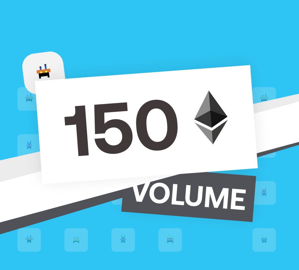 just reached 150 ETH volume at <a href="/opensea/">OpenSea</a> (wen blue tick?!) 

giving away 3 weis:
💭 follow @weisethers 
💭 like &amp; retweet
💭 tag fren (optional, dude)

interesting winner picking mechanics, thread 👇