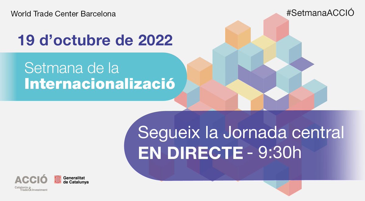 accio_cat's tweet photo. 🔴Segueix en directe la Jornada central de la 29a #SetmanaACCIÓ.
Connecta-t’hi i descobreix amb nosaltres els nous escenaris i estratègies per fer negoci al
món!
A partir de les 9.30h!👇
https://t.co/YM6WG7YKmB https://t.co/940jYNAQvh