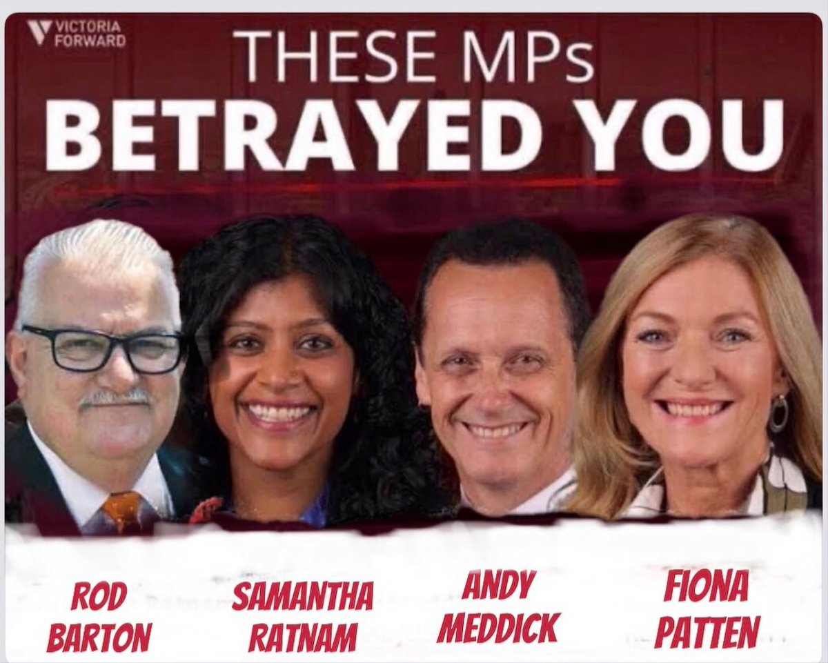 AussieMongrel1's tweet photo. @SamanthaRatnam You and your 3 mates deserve to kicked out at the upcoming state election ....
Voting with #Labor for the harsh State Of Emergency powers you forced upon Victorians #NeverForget
#MelbourneLockdowns https://t.co/DHpV615aqe