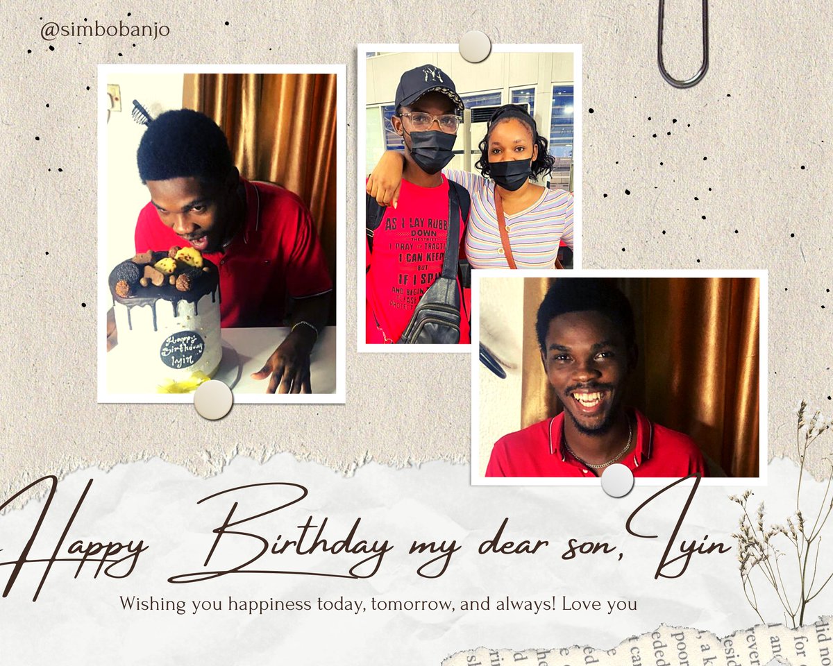AdesimboBanjo's tweet photo. Happy Birthday To My Dearest thoughtful, kindhearted, loving Son, Who is forever looking out for me. 
I’m so grateful to God for the privilege of being your Mum. 

I Thank God for you and the great young man you are becoming.
I’m so proud of you. https://t.co/wD174TX0yg