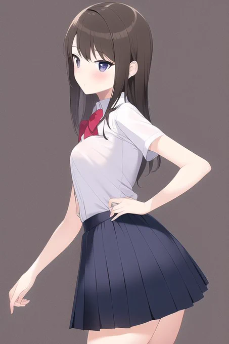 「Normal size slightly smaller tits, junior high school girl, wearing blouses and skirts, small head 」

セーラー服はserahukuで生成なんだけど、これがなかなか出てこなくて、なんだっけこれ?
……ブラウス。
そう、ブラウスだ

 wearing blouses and skirts,

で安定生成出来るようになった 
