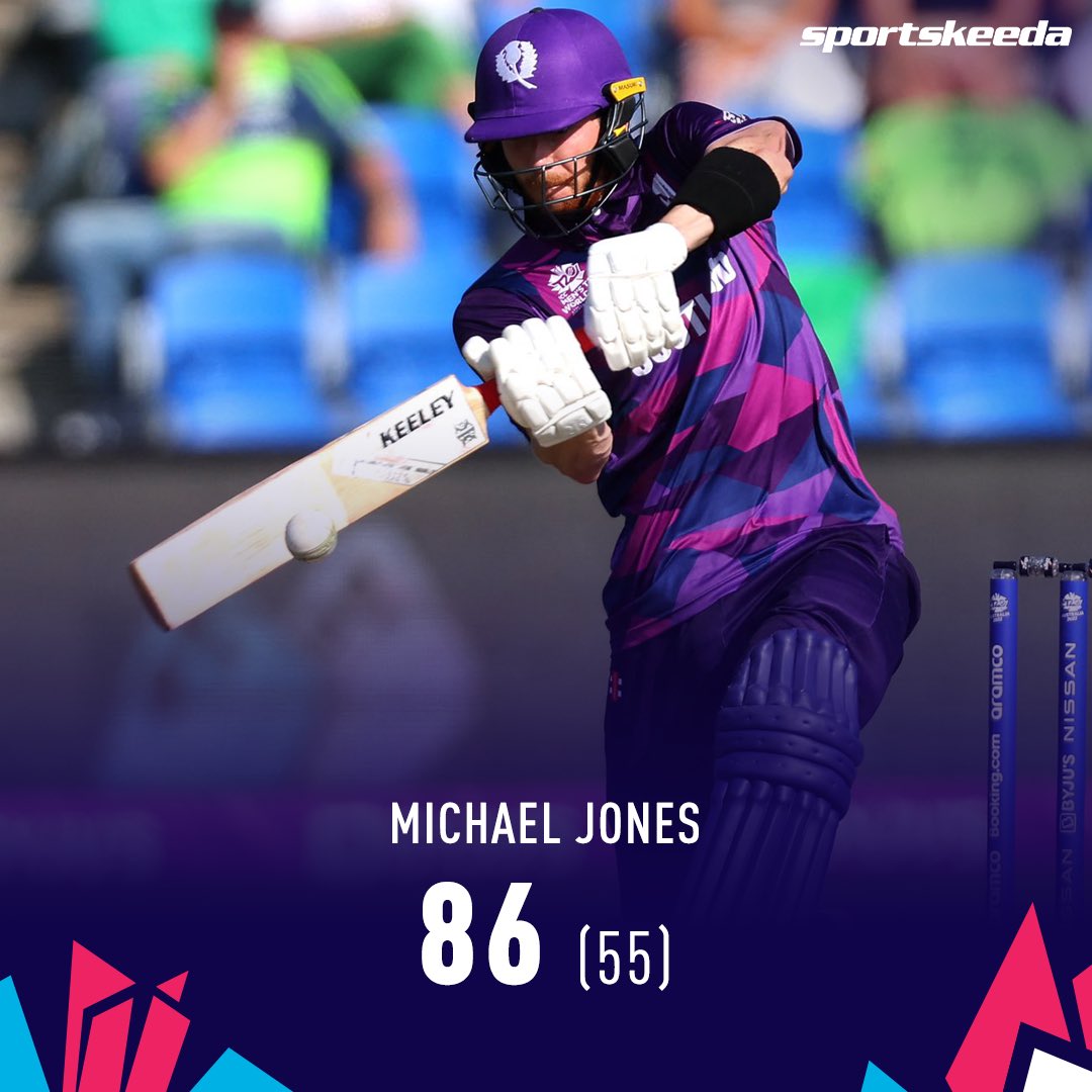 Sportskeeda's tweet photo. A maiden half-century for Michael Jones 👏

Stunning knock! 🔥

📸: Durham Cricket 

#SCOvIRE #T20WorldCup #CricketTwitter https://t.co/FrmKM4iiAu
