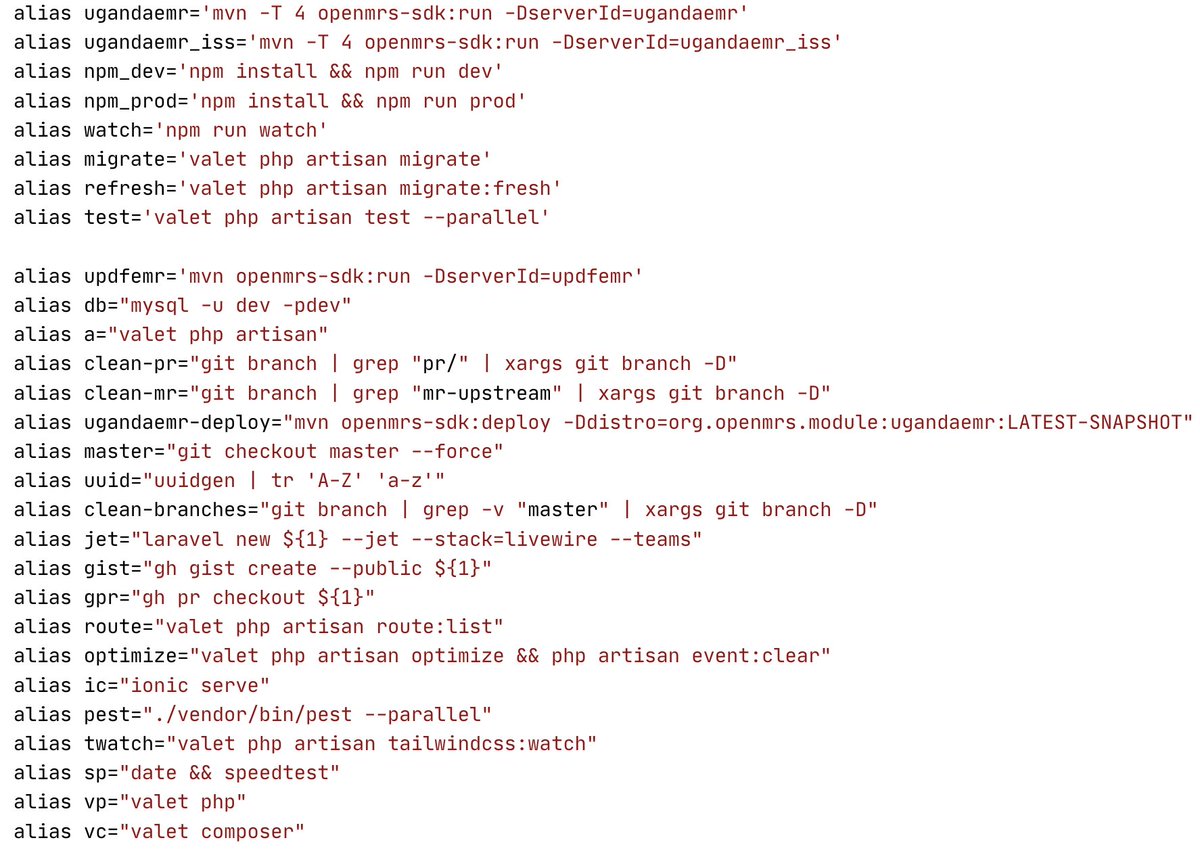 ssmusoke's tweet photo. @skapeyi Removed the SSH server connections to protect them from prying eyes however here are the working ones
The Java and Maven are changing to Python soon so will update in 3 months
#GeekTools #BashAliases https://t.co/4EhWDlSQGK
