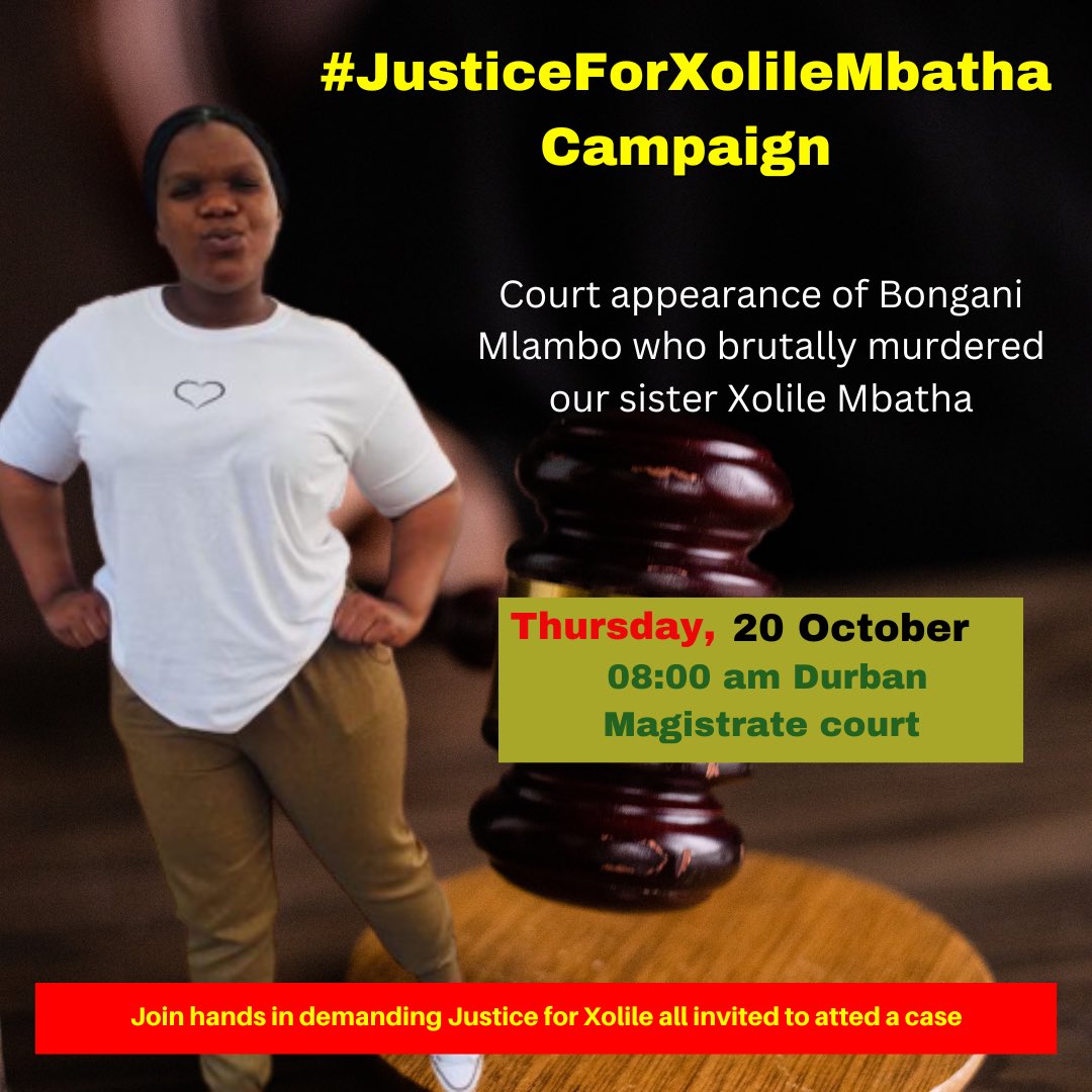 MUT SRC official (@mut_src) on Twitter photo Tomorrow we have a date with Justice we call upon people of Durban to come and support us and Mbatha Family. Media is welcomed
<a href="/Official1KZNTV/">1KZN TV</a> <a href="/VumaFM/">Vuma FM</a> <a href="/eNCA/">eNCA</a> <a href="/IsolezweNews/">Isolezwe News</a> <a href="/SABCNews/">SABC News</a> <a href="/Newzroom405/">Newzroom Afrika</a> ect Tomorrow we have a date with Justice we call upon people of Durban to come and support us and Mbatha Family. Media is welcomed
<a href="/Official1KZNTV/">1KZN TV</a> <a href="/VumaFM/">Vuma FM</a> <a href="/eNCA/">eNCA</a> <a href="/IsolezweNews/">Isolezwe News</a> <a href="/SABCNews/">SABC News</a> <a href="/Newzroom405/">Newzroom Afrika</a> ect