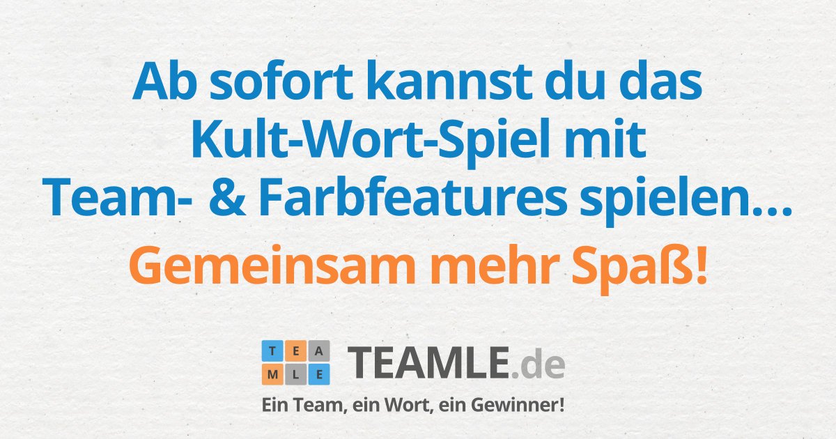 Teamle – Das Kult-Wort-Spiel jetzt als Team-Version für den richtigen Team-Spirit! 💯🤩 Ein Wort, fünf Buchstaben, sechs Versuche – Los geht’s! 🟧🟦🟧🟦🟧
‼️ Spiel mit auf teamle.de ‼️
#wordle #teamle 
<a href="/teamle_de/">teamle</a>
 #neuneuneu #game #spiel #team #teamspiel