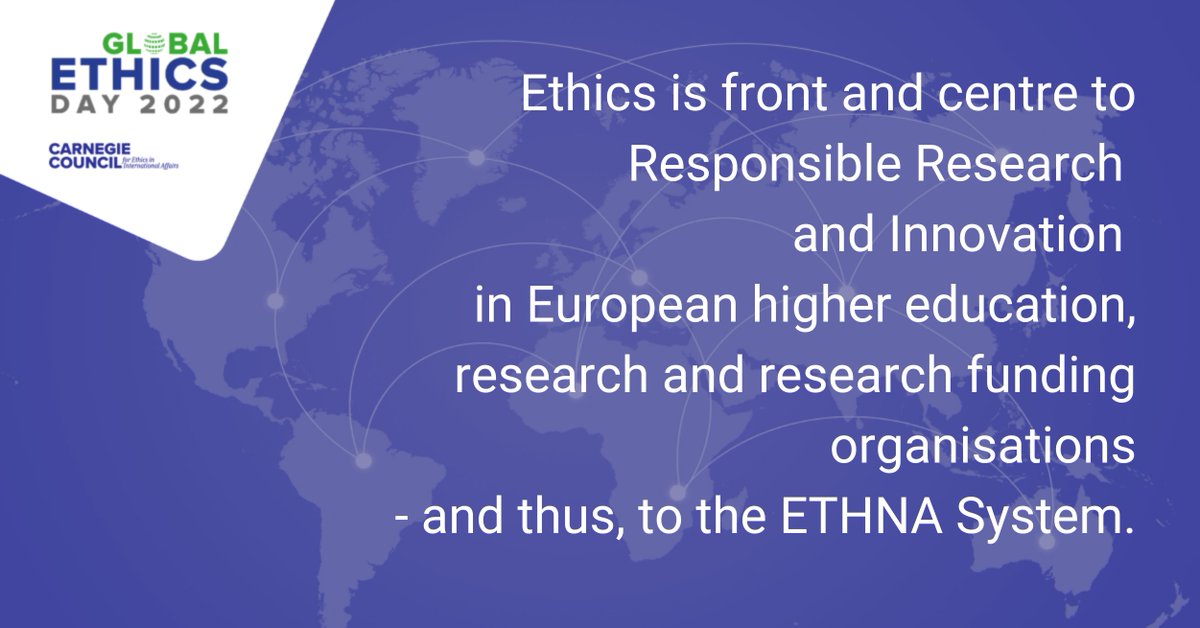 ethnasystem's tweet photo. ETHNA System and its partners are celebrating this year's Global Ethics Day! We are proud to contribute to making ethics an indispensable part of research in all European research institutions. #GlobalEthicsDay #ethnasystem #h2020 #ethics #GlobalEthicsDay2022 https://t.co/lGDMc9CU4g