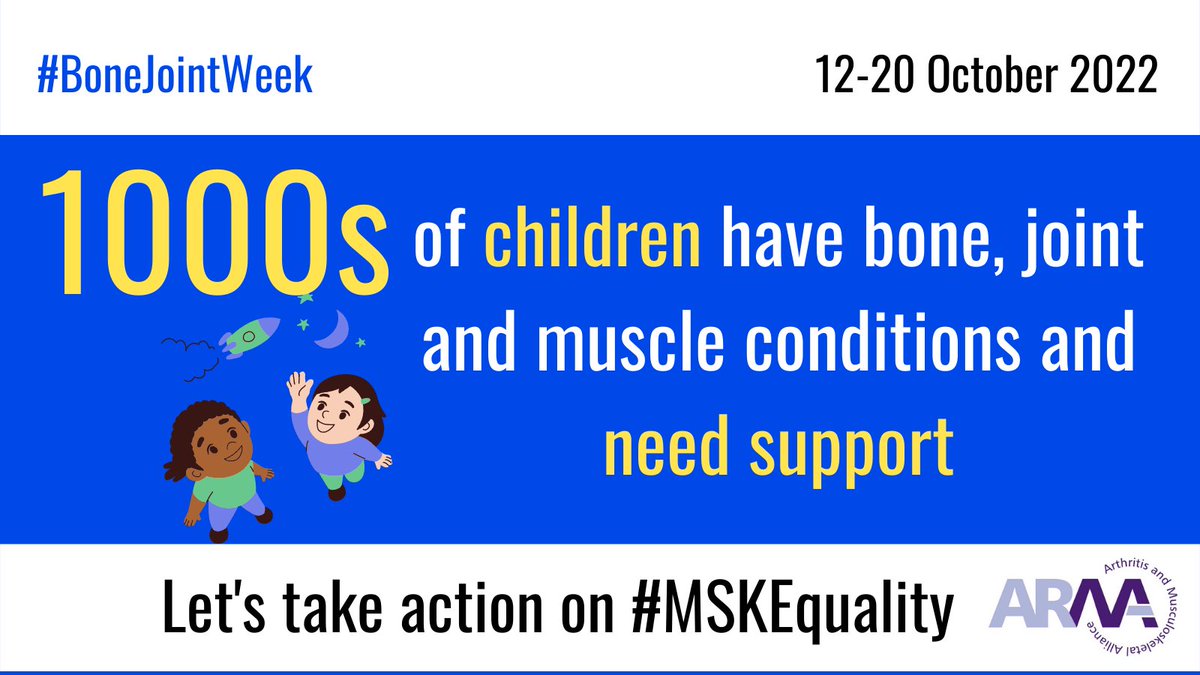 BritOrthopaedic's tweet photo. Do you know thousands of children and young people have musculoskeletal conditions? Their needs are integral to any comprehensive regional and local plan for musculoskeletal health. See ARMA’s recommendations: https://t.co/zC6HpAzmJ9  #MSKEquality #BoneJointWeek https://t.co/7LLGeLTjVY