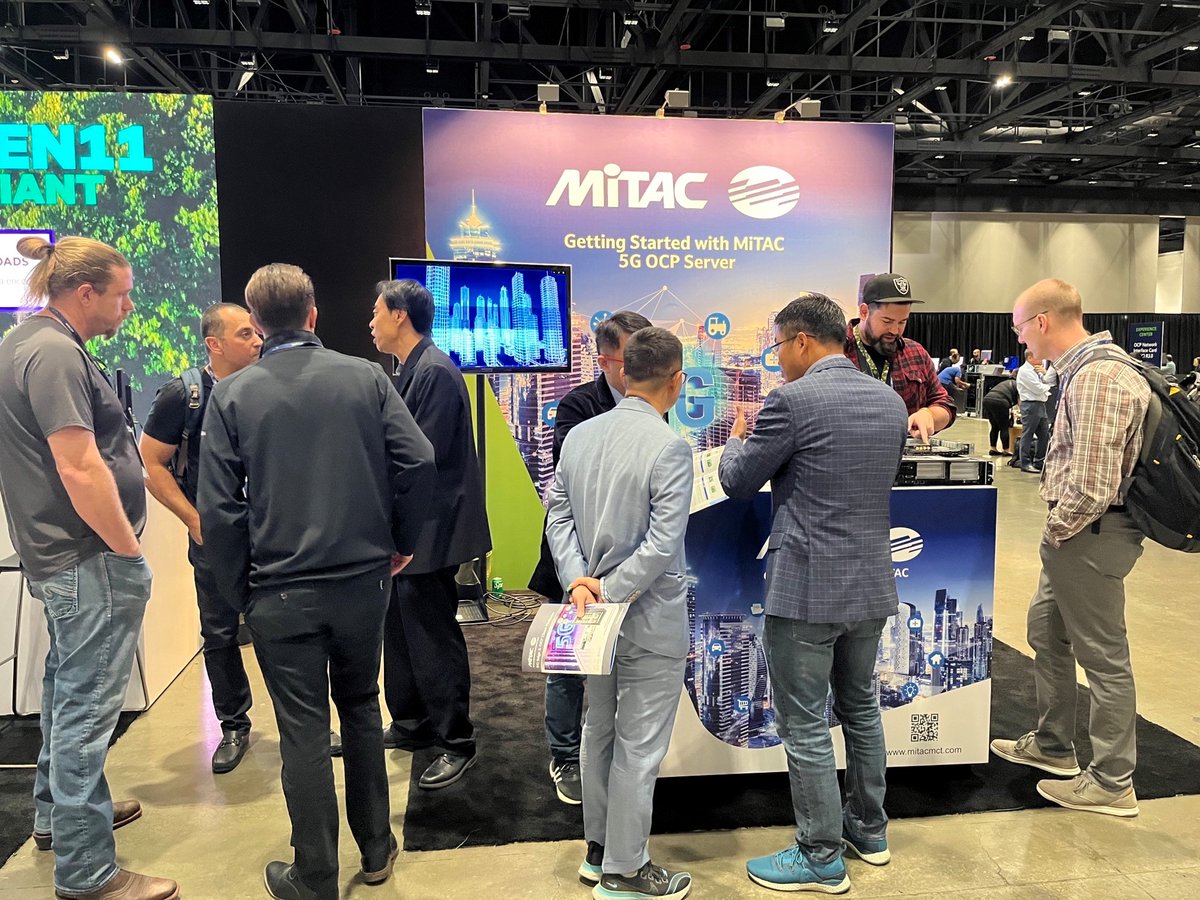 MiTACcomputing's tweet photo. Day #1 at #OCP was a success! One down, two to go. Come meet us at Booth 6 and check out our latest innovations and designs in #5G #Edge and #Cloud Computing. #OCPSummit22 #5G #5gcloud #5GRAN #Enterprise5G #5Gecosystem #EdgeComputing #EdgeServer #CloudComputing https://t.co/PLWvxQqXy3