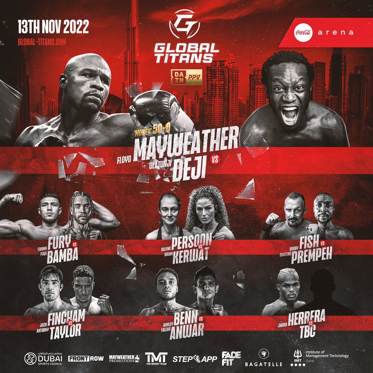 YOU DON’T WANT TO MISS THIS! 🔥 WIN 2 TICKETS to the #MayweatherDeji card at the Coca-Cola Arena in Dubai on Sunday November 13. To be in with a chance of winning: • Follow @OudayS & @GlobalTitansFS ✅ • RT this Tweet 🔄 • Tag Friends for a Bonus Entry 😎