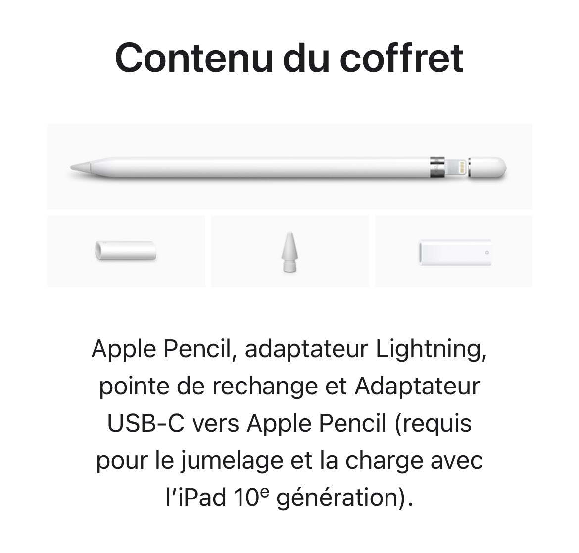 Guillaume Vendé on X: L'iPad 10e génération annoncé hier est USB-C mais  n'est pas compatible avec le Pencil 2, seulement avec le Pencil 1 qui se  recharge… en Lightning. Je ne m'en