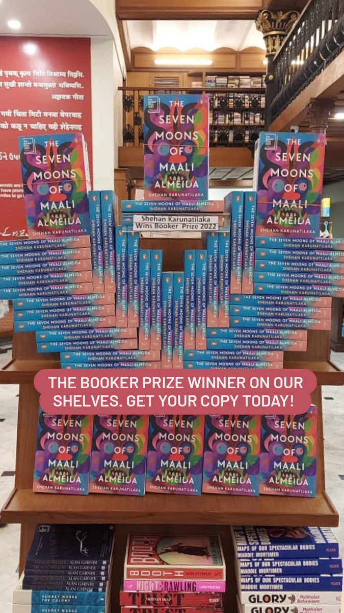 ‘The Seven Moons of Maali Almeida’ or ‘Chats with the Dead’ is a searing satire set amid the mayhem of the Sri Lankan civil war. @TheBookerPrizes Winner for 2022, copies are moving fast from our shelves. Drop by or head to our website to get your copy. #bookerprizewinner