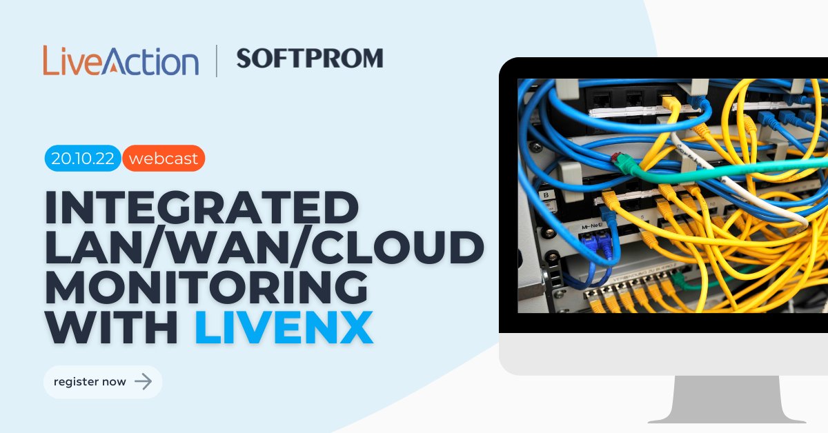 SoftpromEurope's tweet image. #network_monitoring #softprom #liveaction
Join the webinar &quot;Integrated LAN/WAN/Cloud Monitoring with LiveNX&quot; 🚀
Softprom — Value Added IT Distributor of LiveAction.
hubs.li/Q01q6l2Q0