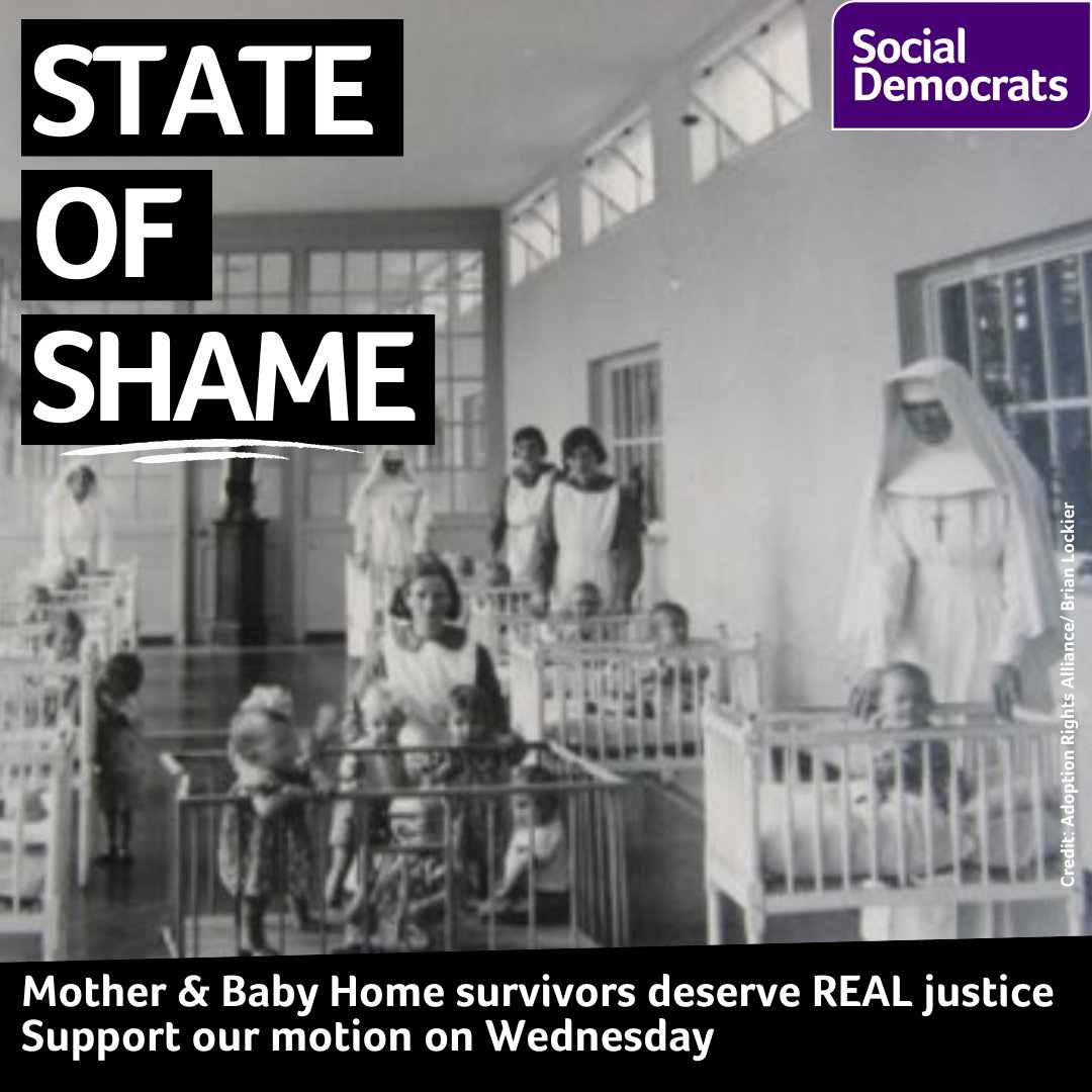 SocDemsLO's tweet photo. "Blaming 'all of society' in the Mother and Baby Homes' Report is a blatant cop-out and insulting to survivors."

@SocDems are calling on Government to:

1️⃣Correct the findings of the Report
2️⃣Pay proper compensation
3️⃣Finally hold the Church and State to account.

#StateofShame https://t.co/7jog1TWiay