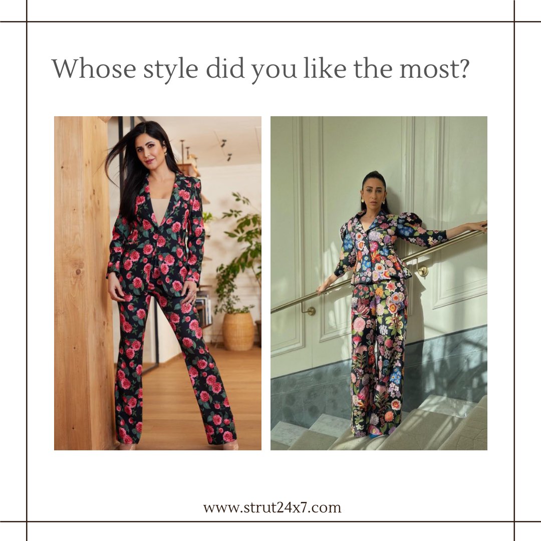 strut247x's tweet photo. Whose floral look did you like the most? Tell us in the comments below!

#katrinakaif #karishmakapoor #bollywood #fashion #strut24x7 https://t.co/koBf7txfD9
