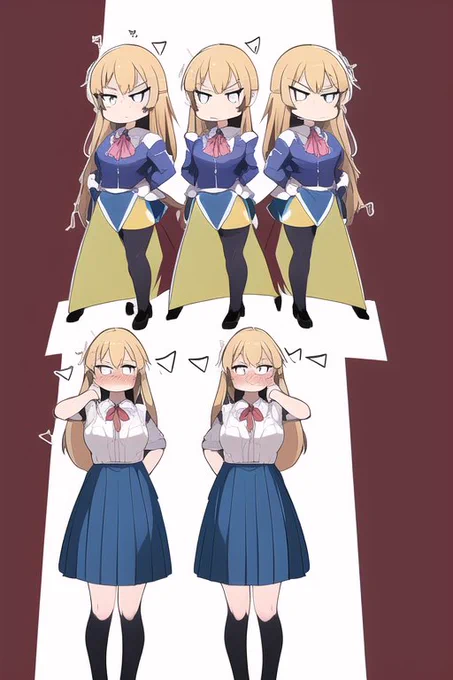 「kawaii, high school girl, wearing blouses and skirts, full body, ill humor, Grumpy, angry, six-headed」

six-headed(6等身)

なんか予想外の挙動を見せたAIちゃん…… 