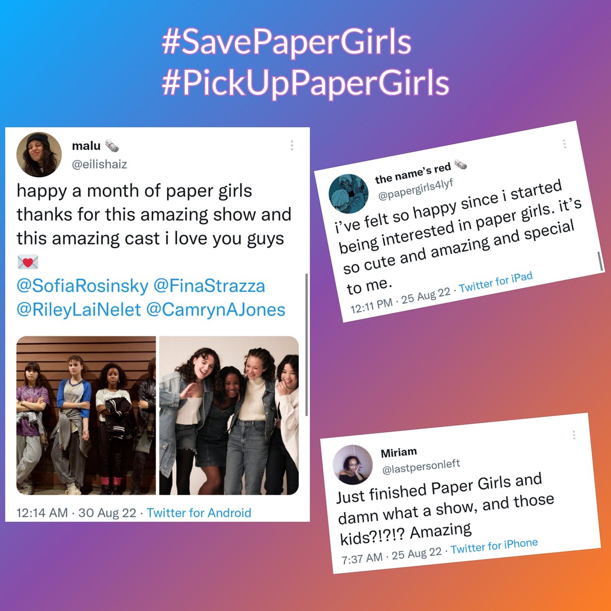 macmaxshow's tweet photo. Let the girls return to 1st November 1988

#PaperGirls #PaperGirlsTV #SavePaperGirls #PickUpPaperGirls #adventure #timetravel #teen #scifi #drama 

@netflix @paramountplus @hbomax @hulu @syfy @peacock @legendary https://t.co/IsBPJ4i6To