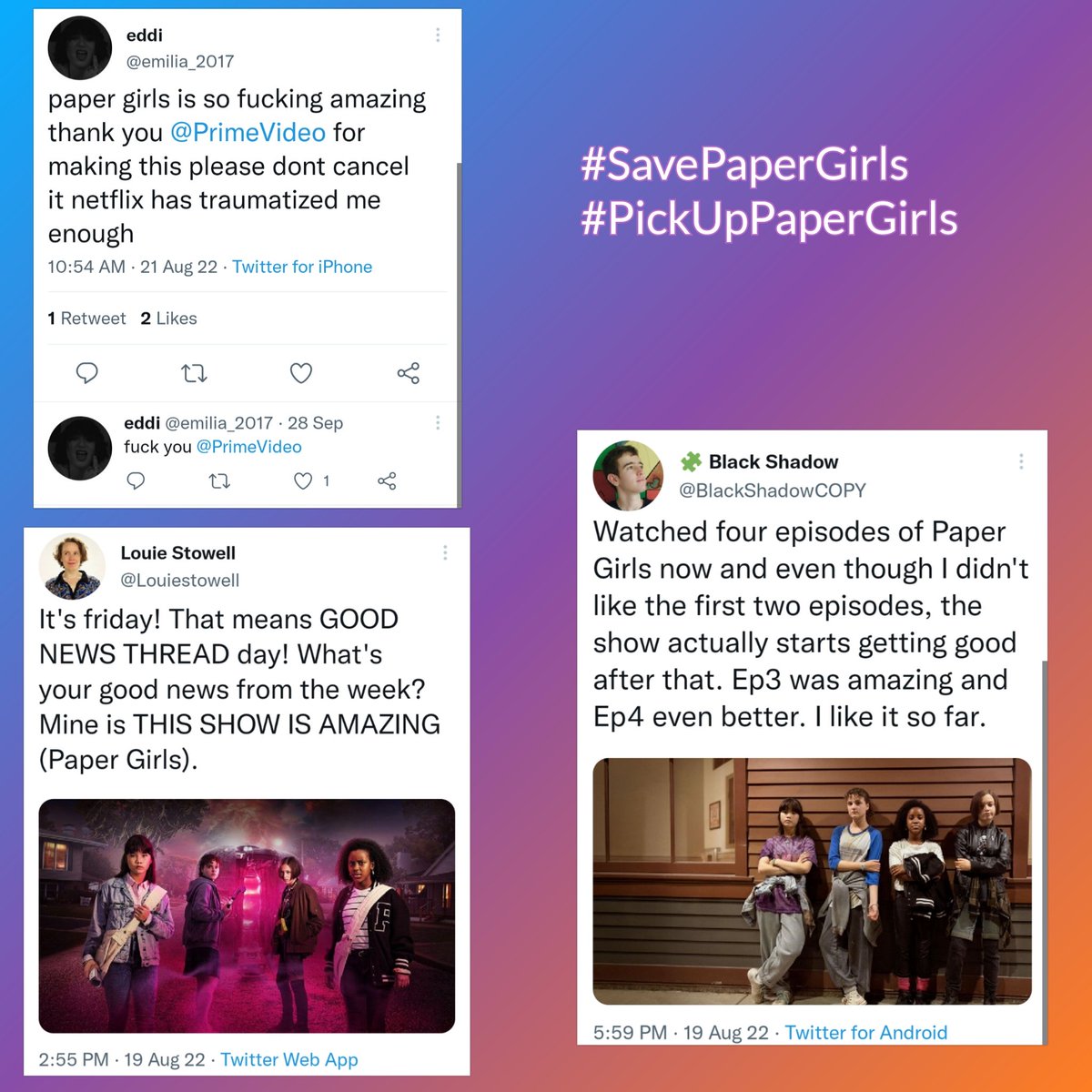 macmaxshow's tweet photo. Let the girls return to 1st November 1988

#PaperGirls #PaperGirlsTV #SavePaperGirls #PickUpPaperGirls #adventure #timetravel #teen #scifi #drama 

@netflix @paramountplus @hbomax @hulu @syfy @peacock @legendary https://t.co/9dmLCvf7bj