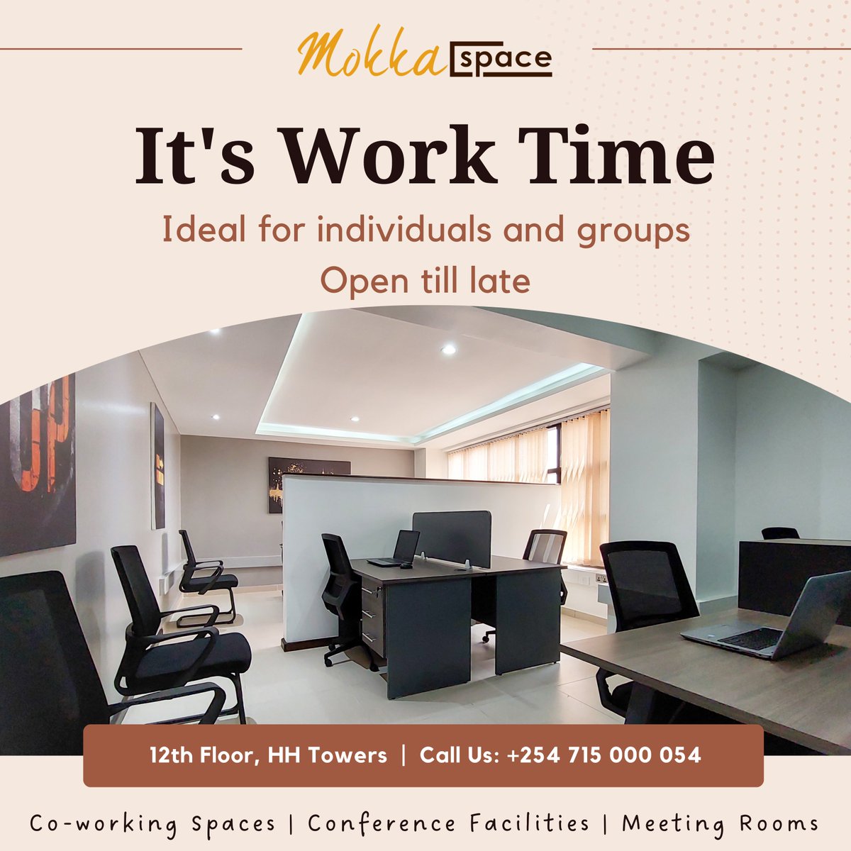 Mokka_Space's tweet photo. Good morning!
It's Work Time
📌 12th Floor, HH Towers
📌 Junction of Kenyatta &amp; Moi Avenues
📞+254 715 000 054

#coworkingspace #privateoffice #work #furnishedoffice #conferencefacilities #meetingrooms #wifi #wednesday #coding #cyber #remotejobs #nairobi #coffee #freelancer https://t.co/WxIMSnXd6P